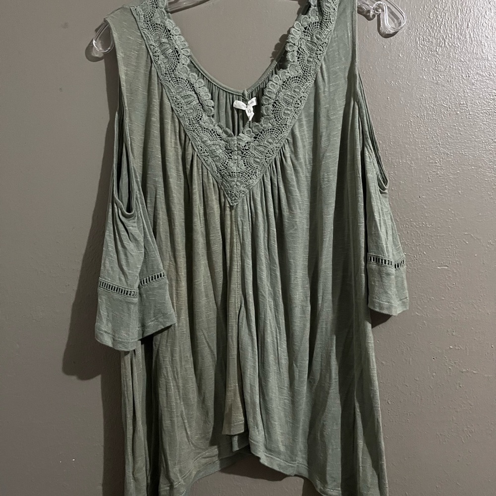 Olive green cold shoulder top